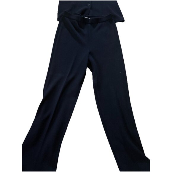 St John Black Knit Pant Suit Jacket Set Black Buttons sz 8 Medium - Picture 3 of 11